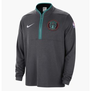 Men's Nike Anthracite Wizards 23/24 City Edition Authentic Coaches Half-Zip Top